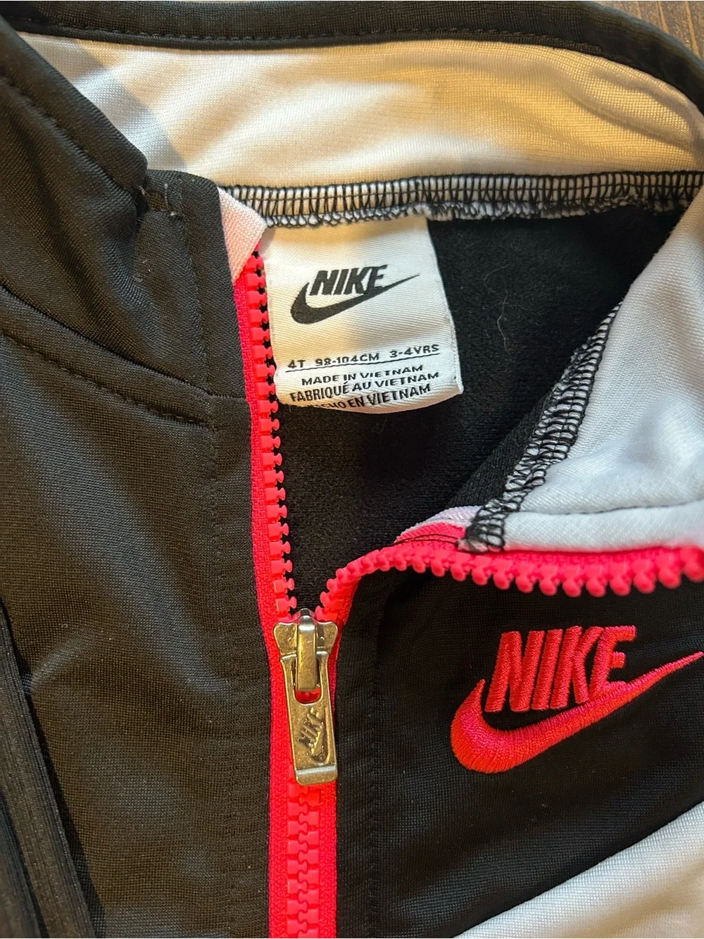 Nike Girls 4T Tracksuit Set Black Gray Pink Zip Jacket + Pants